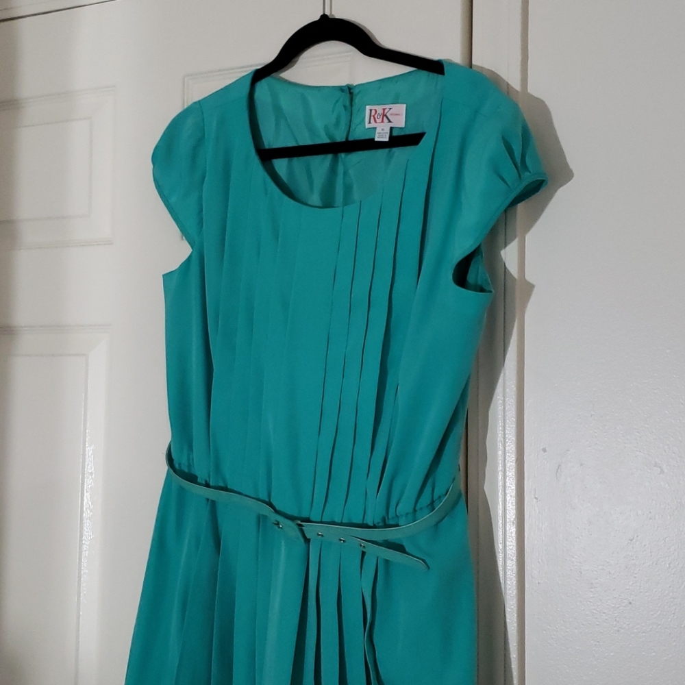 Teal pleated summer dress